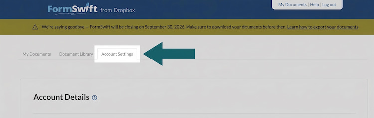 Log in your FormSwift account and select Account Settings